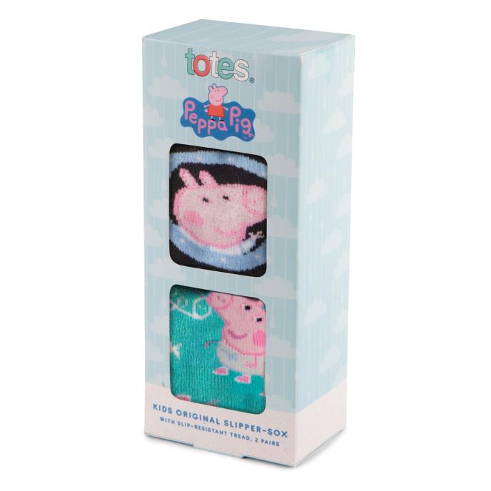 totes® Peppa Pig™ Childrens Novelty Original Slipper Sock (Twin Pack) George Extra Image 1